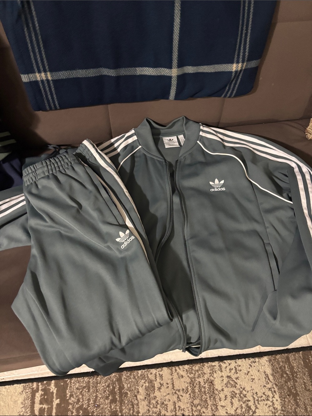 adidas Sage Green Trefoil Track Jacket & Pants Set